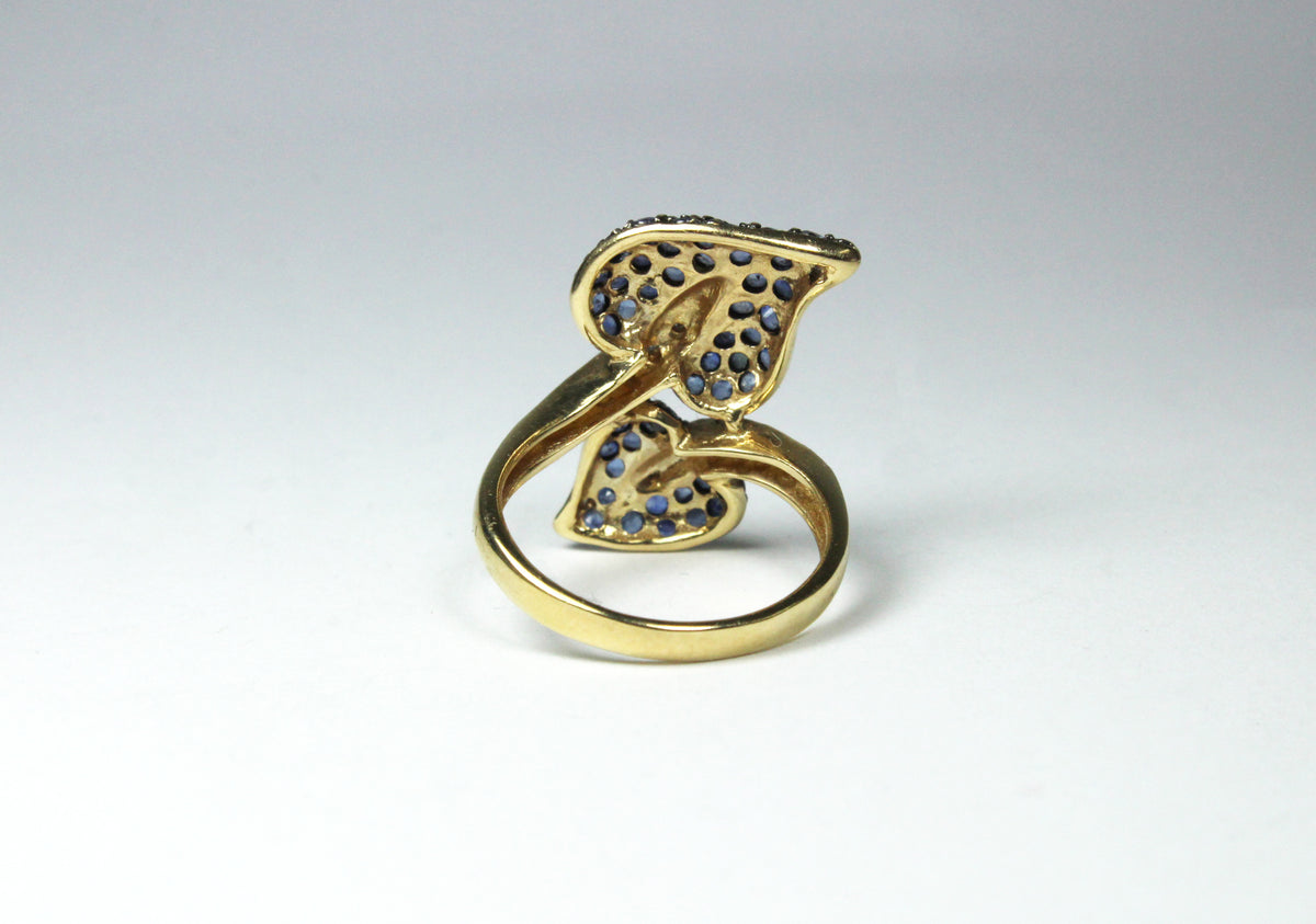 10ct Yellow Gold Sapphire and Diamond Cocktail Ring