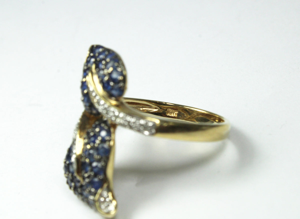 10ct Yellow Gold Sapphire and Diamond Cocktail Ring