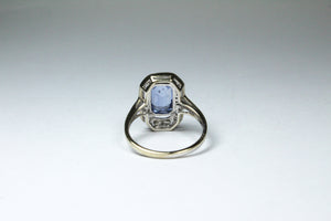 9ct White Gold 3ct Ceylonese Sapphire and Diamond Ring