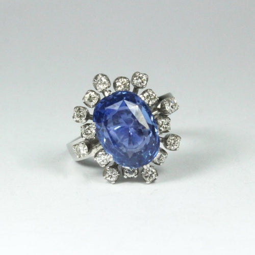 18ct White Gold Ceylon Sapphire and Diamond Ring