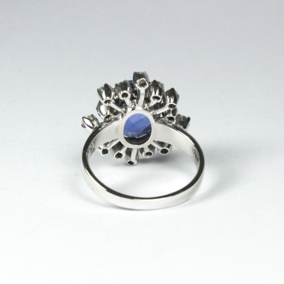 18ct White Gold Ceylon Sapphire and Diamond Ring