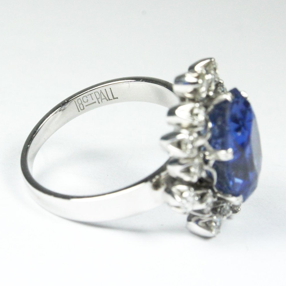 18ct White Gold Ceylon Sapphire and Diamond Ring