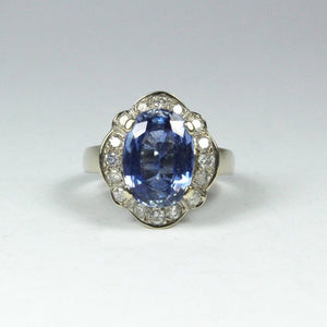 18ct White Gold 4.13ct Sapphire and Diamond Dress Ring