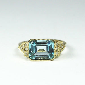 9ct Gold Topaz and Diamond Ring