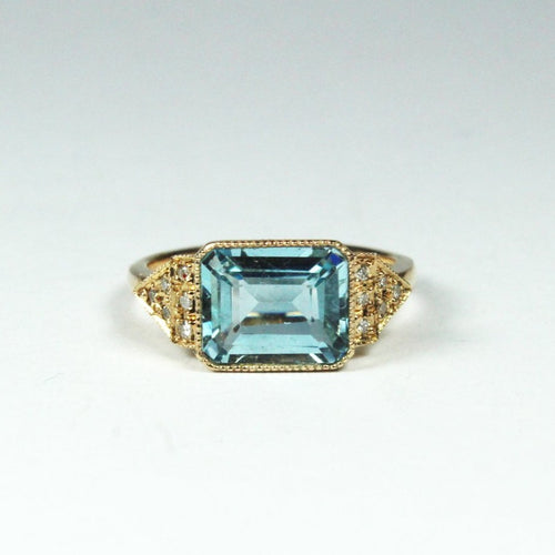 9ct Gold Topaz and Diamond Ring