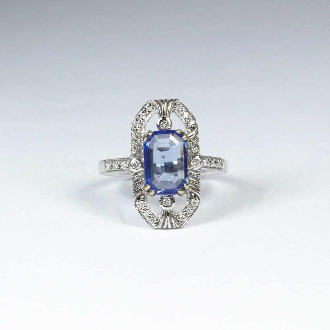 9ct White Gold 2ct Sapphire and Diamond Dress Ring