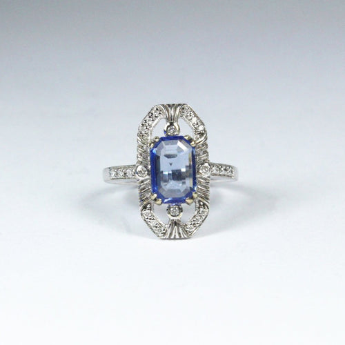 9ct White Gold 2ct Sapphire and Diamond Dress Ring