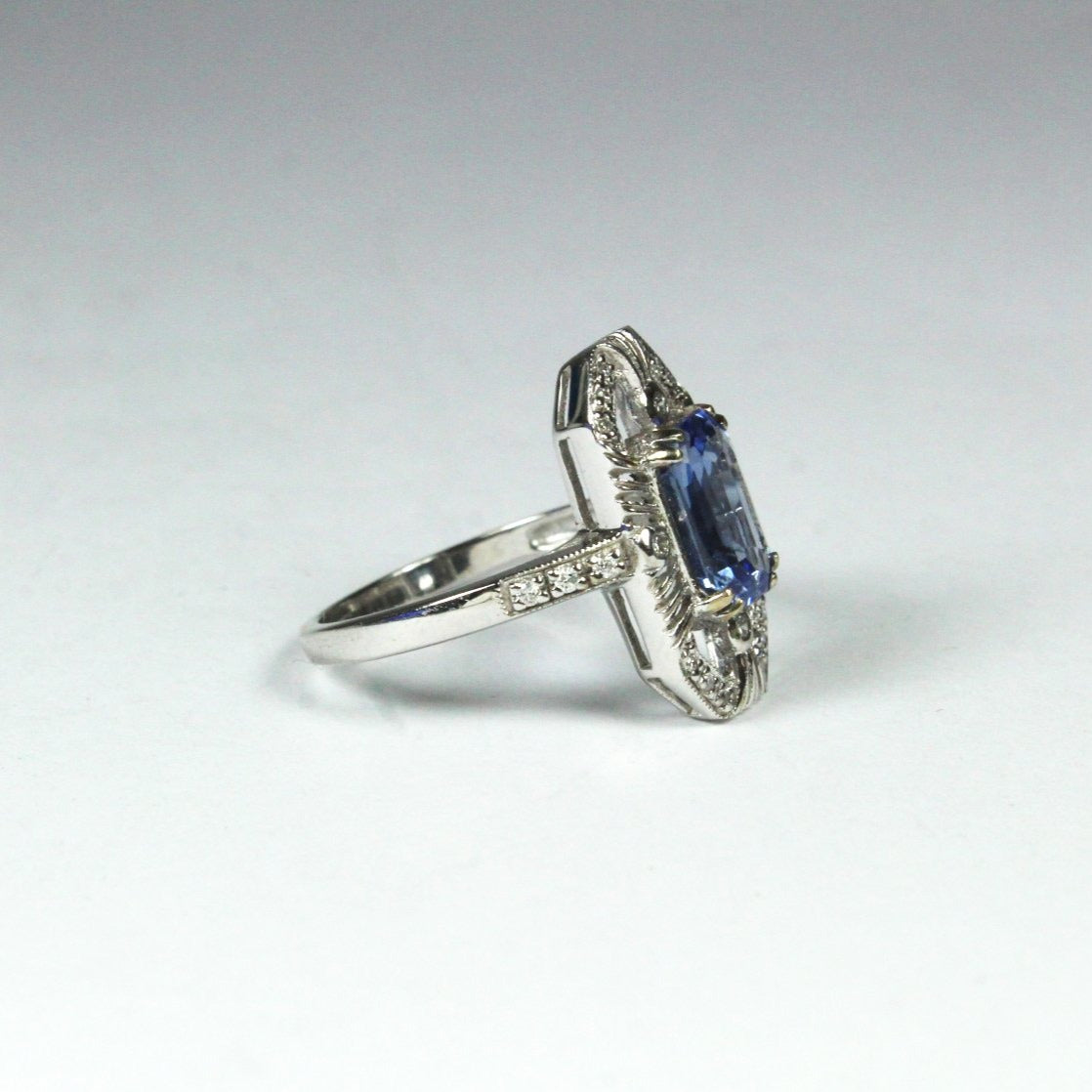 9ct White Gold 2ct Sapphire and Diamond Dress Ring