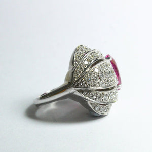 White Gold Natural Pink Sapphire and Diamond Ring