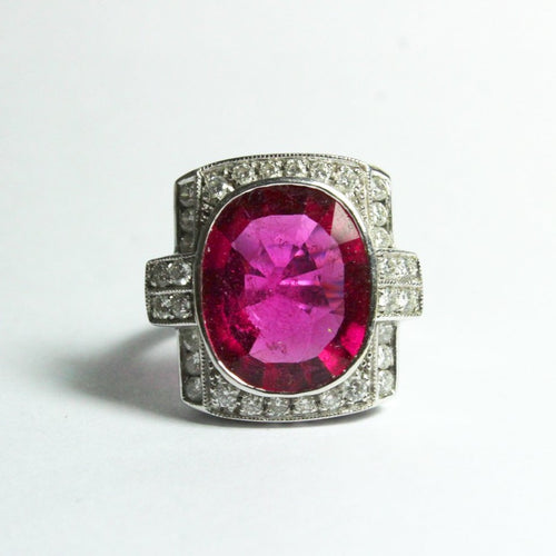 Rubellite Tourmaline and Diamond Ring