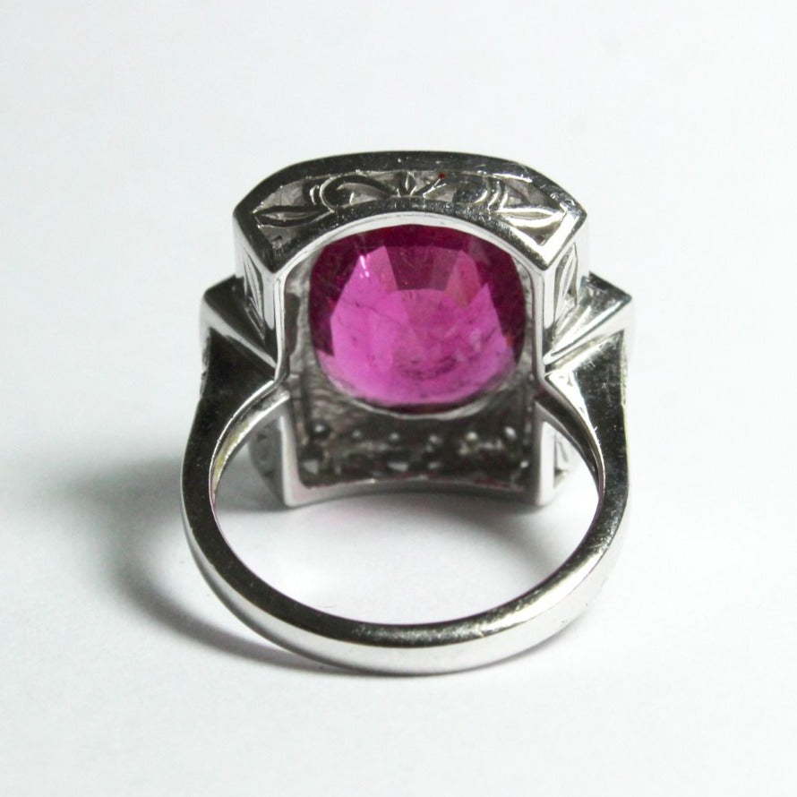 Rubellite Tourmaline and Diamond Ring
