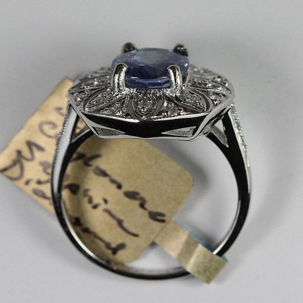 9ct White Gold 3ct Sapphire and Diamond Floral Dress Ring
