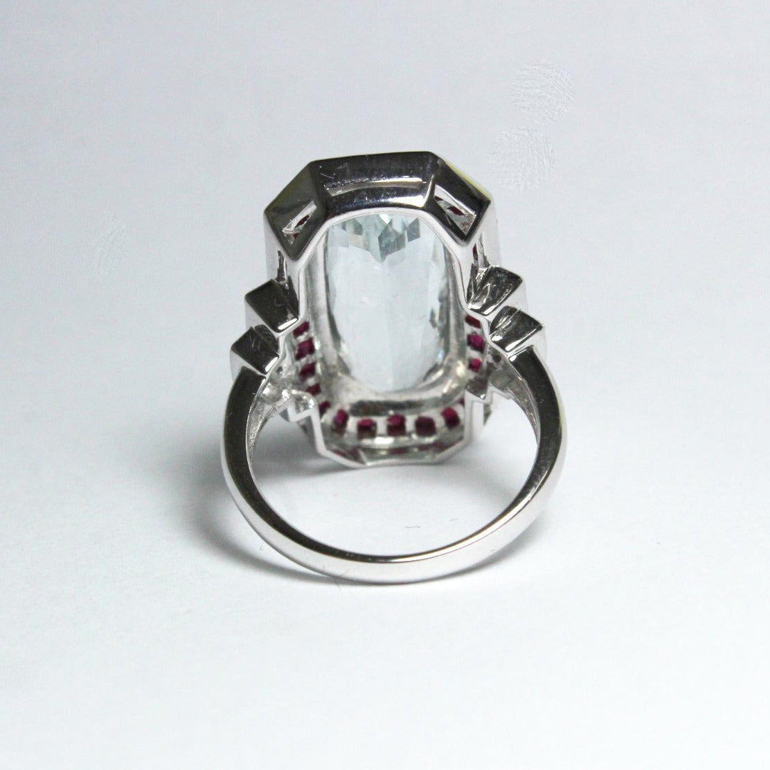 Aquamarine, Ruby and Diamond Cocktail Ring