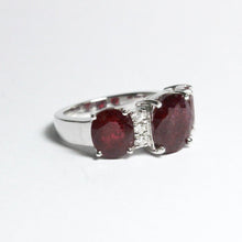 9ct White Gold 3ct+ Ruby and Diamond Trilogy Ring