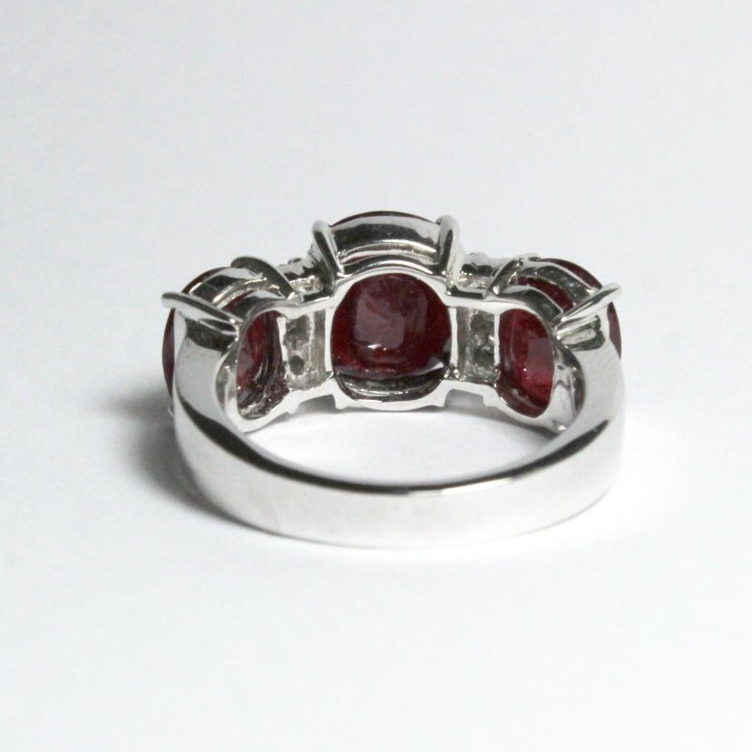 9ct White Gold 3ct+ Ruby and Diamond Trilogy Ring
