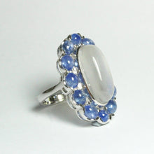 9ct White Gold Moonstone and Sapphire Cocktail Ring