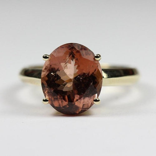 9ct Yellow Gold 4ct Watermelon Tourmaline Dress Ring