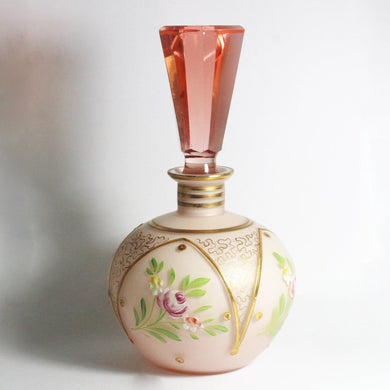 Antique Saturn Pink Glass Perfume Decanter Bottle
