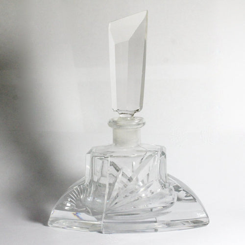 Antique Clear Lead Crystal Fluted Perfume Decanter Bottle