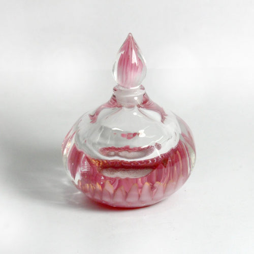 Miniature Clear and Pink Art Glass Perfume Decanter Bottle