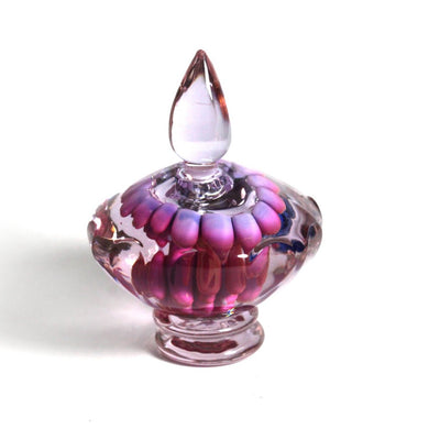 Pink and Opalescent Art Glass Perfume Decanter Bottle