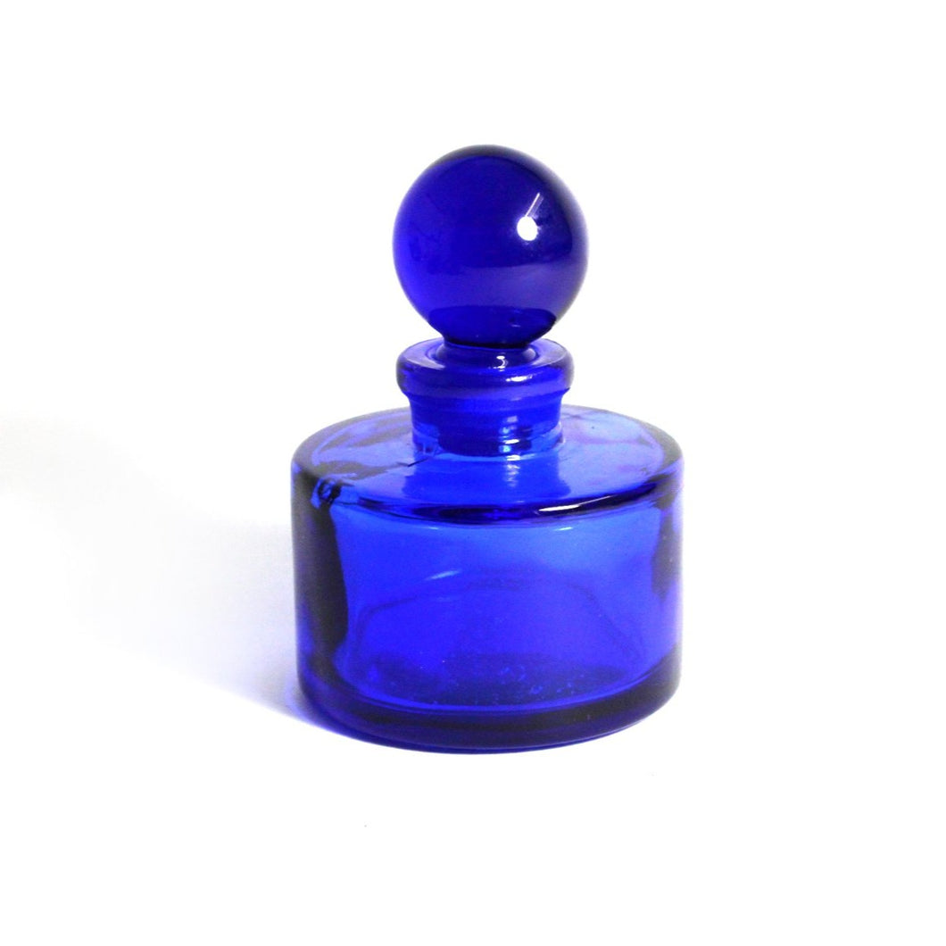 Vintage Bristol Blue Glass Cylindrical Perfume Bottle