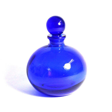 Vintage Bristol Blue Glass Circular Perfume Bottle