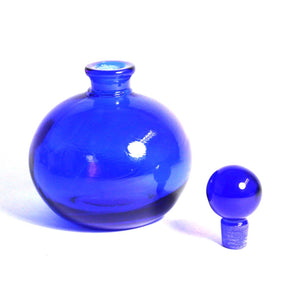 Vintage Bristol Blue Glass Circular Perfume Bottle
