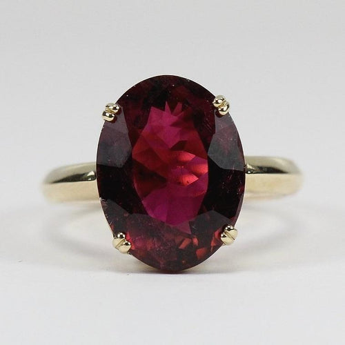 9ct Yellow Gold Rubellite Tourmaline Dress Ring