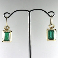 9ct White Gold Baguette Colombian Emerald Drop Earrings
