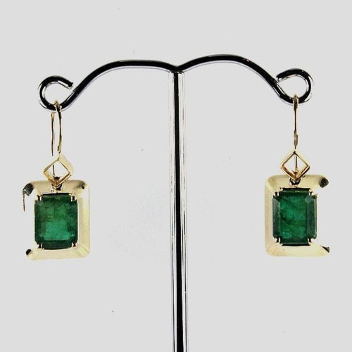 9ct Yellow Gold 2.4ct Emerald Drop Earrings