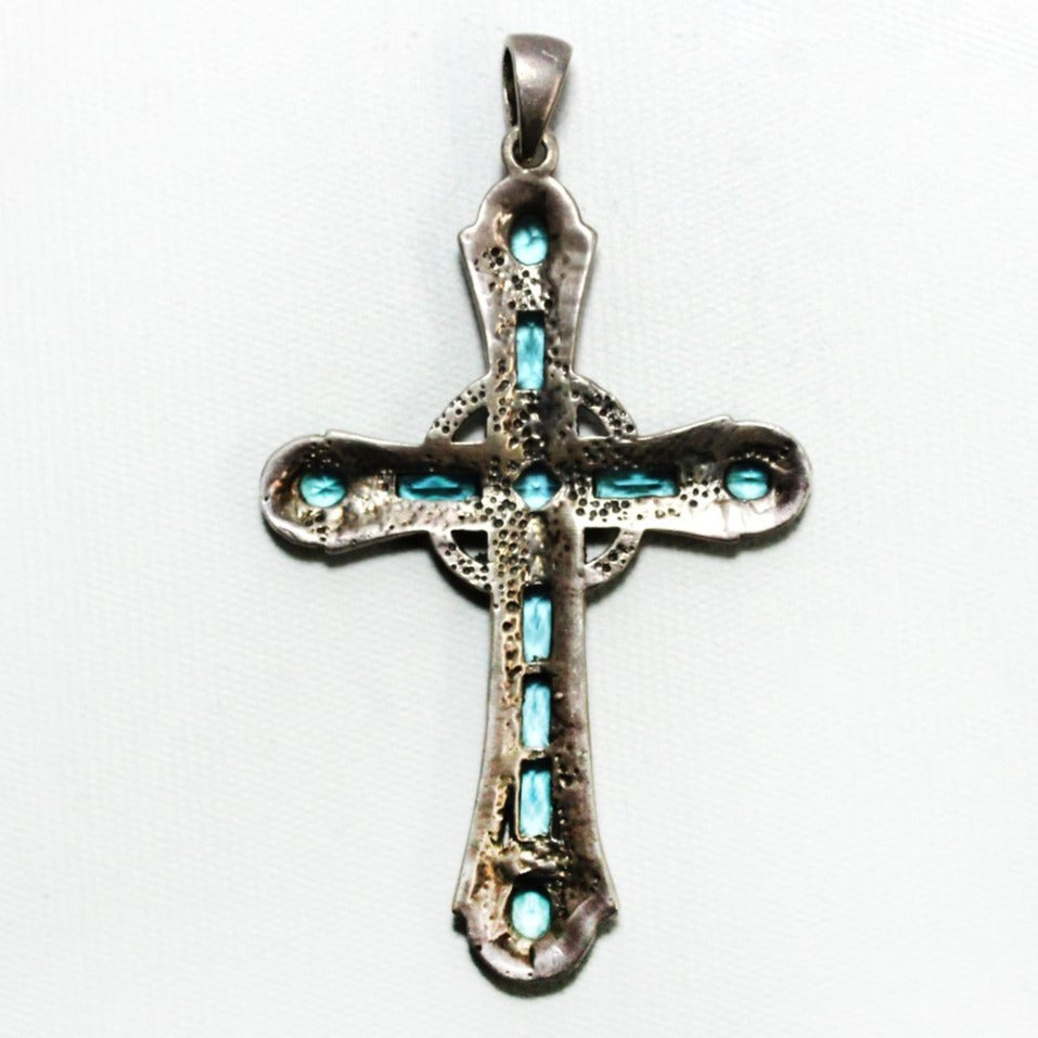 Sterling Silver Crystal and Marcasite Cross Pendant