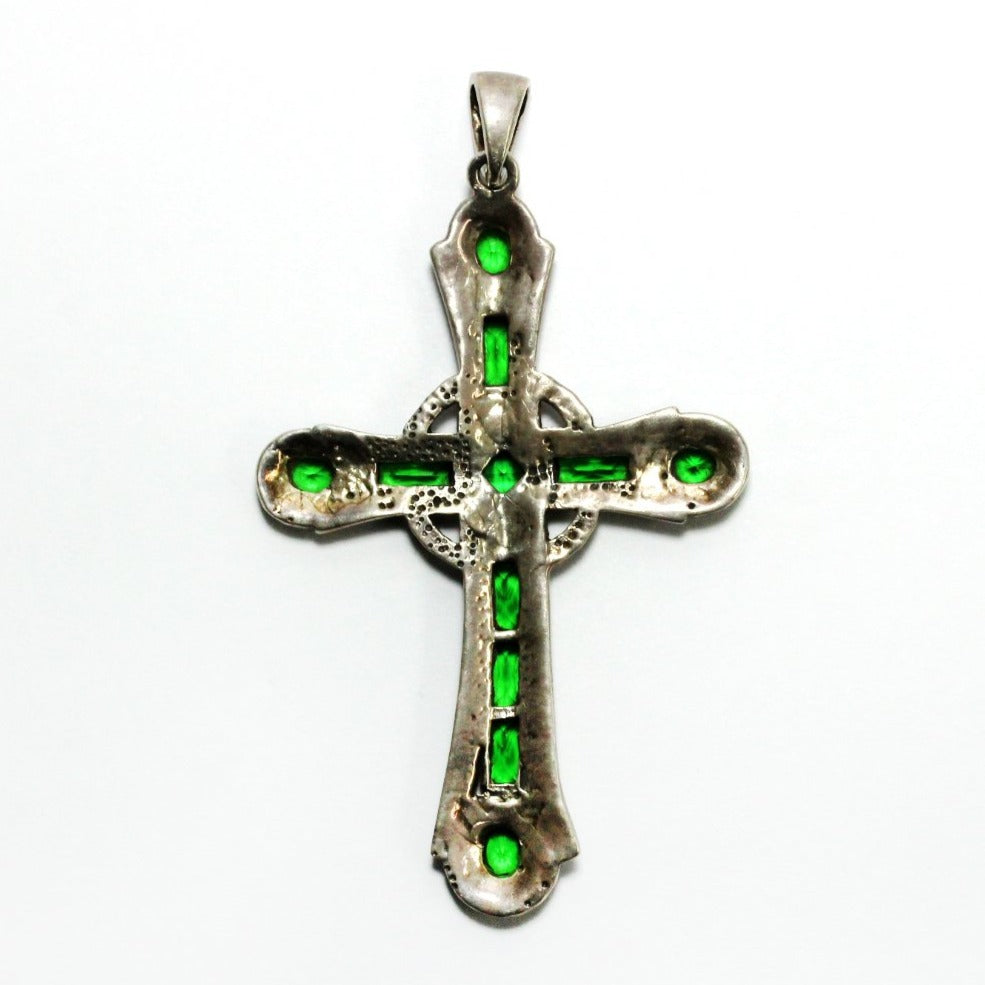 Sterling Silver Crystal and Marcasite Cross Pendant
