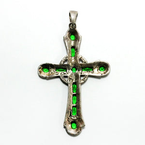 Sterling Silver Crystal and Marcasite Cross Pendant