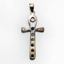 Sterling Silver Assorted Gemstone Ank Pendant