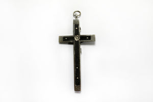 Large Ebony and Sterling Silver Crucifix Depicting Christ