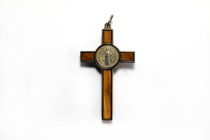 Russian Crucifix Inlaid with Wood in Sterling Silver