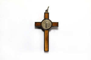 Russian Sterling Silver Wooden Inlay Crucifix