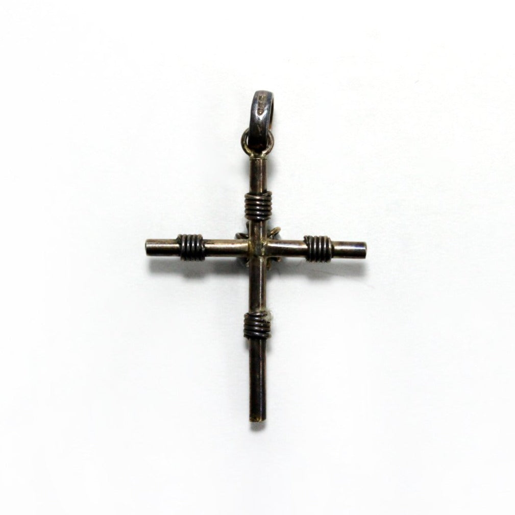 Sterling Silver Decorated Wire Cross Pendant