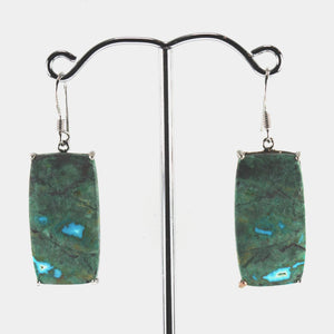 Multicoloured Rectangular Gemstone Claw Set Hook Earrings