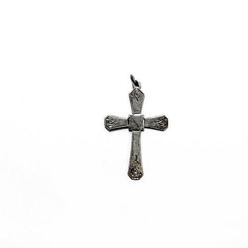 Engraved Antique Sterling Silver Cross