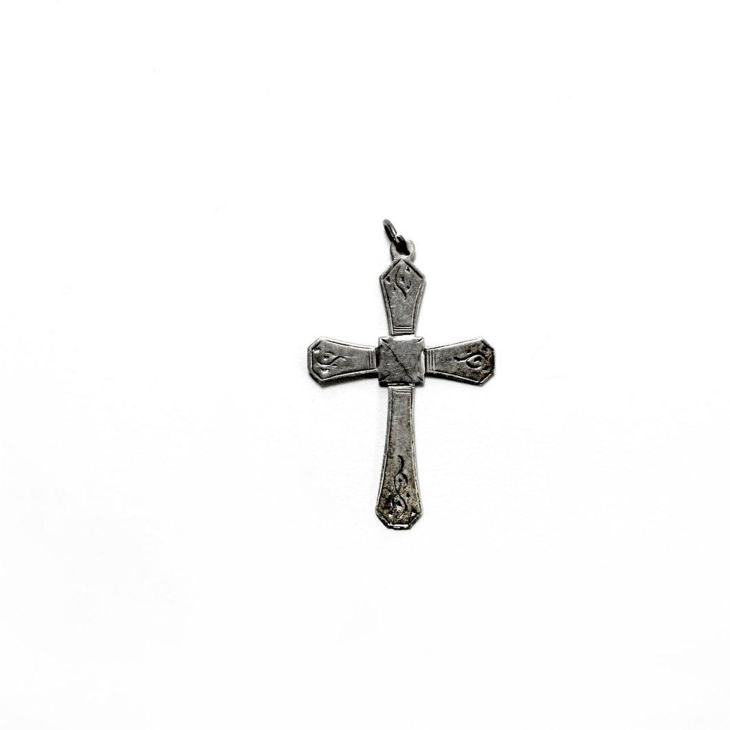 Engraved Antique Sterling Silver Cross