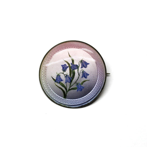 Vintage Sterling Silver Enamel Iris Brooch