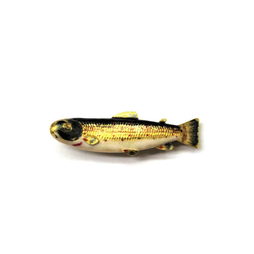 Vintage 18ct Gold  Enamel Golden Trout Brooch