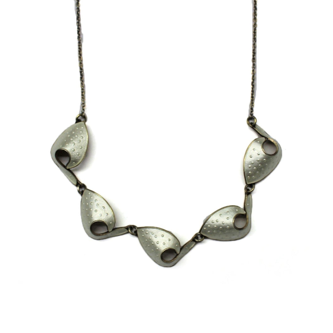 Vintage Sterling Silver White Enamel Collar Necklace