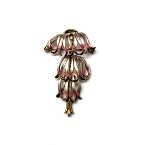Vintage Pink and Gold Blend Enamel Daisy Brooch