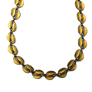 Vintage 'David Andersen' Sterling Silver Yellow Enamel Leaf Necklace