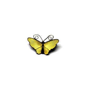 Vintage Sterling Silver Yellow Enamel Butterfly Brooch