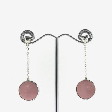 circle pink gemstones stud and drop earrings