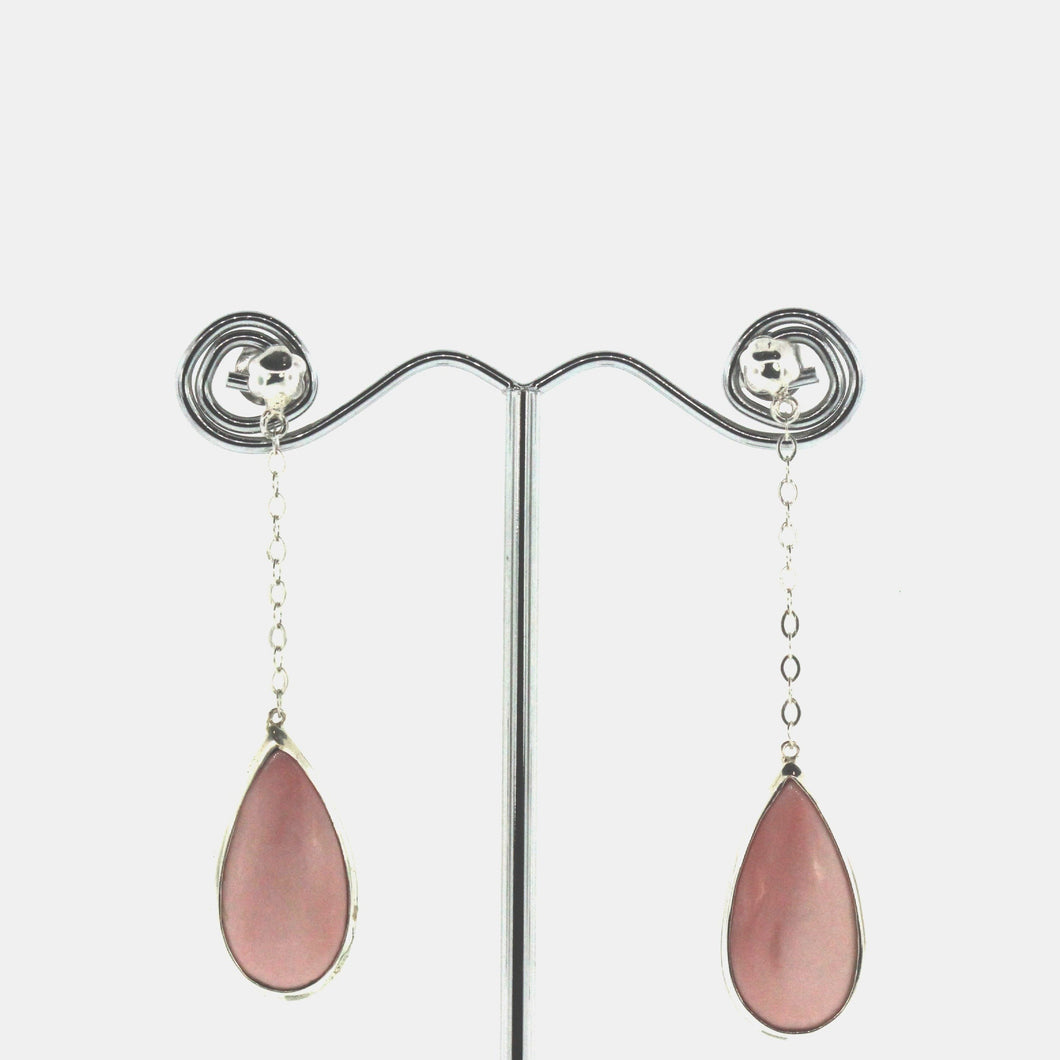 Pink Tear Shaped Gemstones Stud Drop Earrings